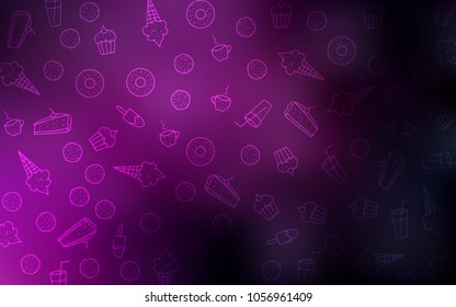 Dark Pink vector texture with sweets, candies. Decorative shining illustration with sweets on abstract template. Template of children's food in cafe.