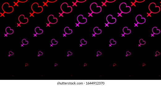 Dark Pink vector texture with women's rights symbols. Illustration with signs of women's strength and power. Elegant design for wallpapers.
