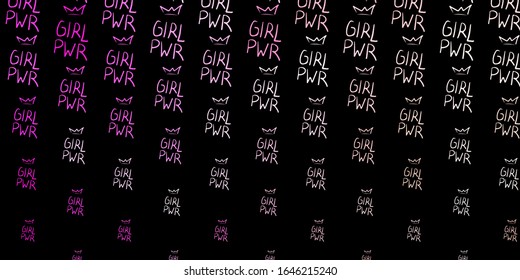 Dark Pink vector texture with women's rights symbols. Colorful feminism symbols with a gradient in modern style. Elegant design for wallpapers.