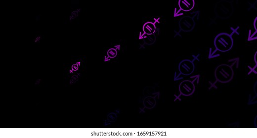 Dark Pink vector texture with women's rights symbols. Abstract illustration with a depiction of women's power. Simple design for your web site.