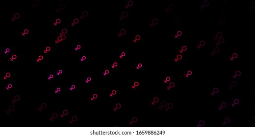 Dark Pink vector texture with women's rights symbols. Simple design in abstract style with women’s rights activism. Background for International Women’s Day.