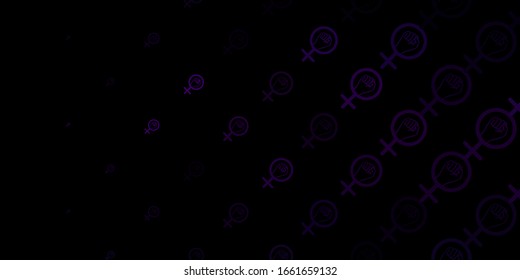 Dark Pink vector texture with women's rights symbols. Illustration with signs of women's strength and power. Best design to show the power of women.