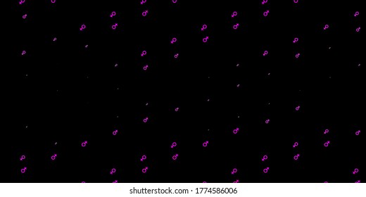 Dunkelrosa Vektorstruktur mit Frauenrechtssymbolen. Farbige Illustration mit Farbverlauf-Feminismus Formen. Bestes Design, um die Macht der Frauen zu zeigen.