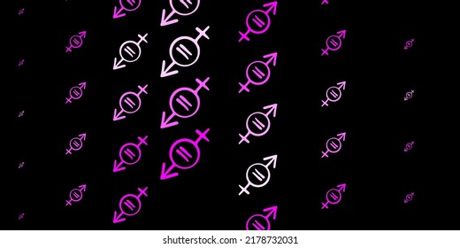 Dark Pink vector texture with women's rights symbols. Illustration with signs of women's strength and power. Background for International Women’s Day.