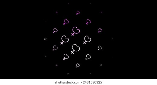 Dark Pink vector texture with women's rights symbols. Colorful illustration with gradient feminism shapes. Background for International Women’s Day.
