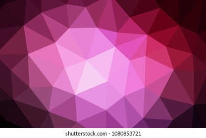 Dark Pink vector triangle mosaic cover. Triangular geometric sample with gradient.  Brand new design for your business.