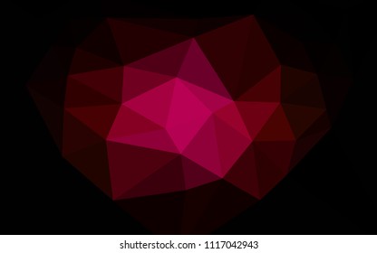 Dark Pink vector triangle mosaic cover with a heart in a centre. Colorful illustration in a polygonal style. Pattern for a brand book's backdrop.