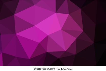 Dark Pink vector triangle mosaic cover. Elegant bright polygonal illustration with gradient. Template for cell phone's backgrounds.