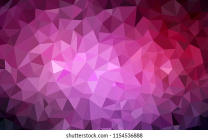 Dark Pink vector triangle mosaic template. Colorful illustration in polygonal style with gradient. Completely new template for your banner.