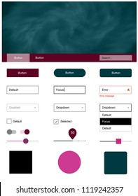 Dark Pink vector ui kit with clouds & stars. Decorative ui kit design in abstract style with colorful sky. This template you can use for websites.
