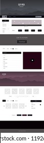Dark Pink vector ui kit with landscape. Colorful Style guide with mountains on abstract background. Modern template for your landing page.
