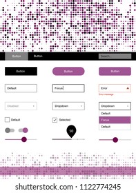 Dark Pink vector ui ux kit with circles. Decorative ui kit design in abstract style with colorful dots. Simple colorful design for websites.