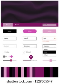 Dark Pink vector ui ux kit with lines, ovals. Colorful illustration in abstract memphis style with gradient. This template you can use for landing pages.