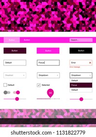 Dark Pink vector ui ux kit with circles. Modern Style guide with colorful gradient circles in its header. This sample is for your website.