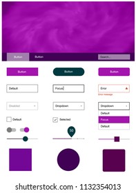 Dark Pink vector ui ux kit with space stars. Modern Style guide with colorful gradient sky in its header. Modern template for your landing page.