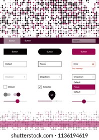 Dark Pink vector ui ux kit with circles. Simple Material Design Kit with colorful dots in header. Modern template for your landing page.