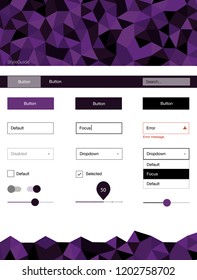 Dark Pink vector ui ux kit in triangular style. Simple Material Design Kit with colorful mosaic of triangles. This sample is for your website.