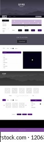Dark Pink vector ui ux kit with hills and rocks. Colorful ui/ux kit with header consisted of hills & rocks. Template for website of outdoor activities.