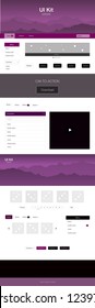 Dark Pink vector ui ux kit with hills and rocks. Modern Style guide with colorful gradient mountains in its header. Modern template for your landing page.