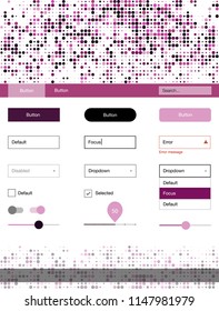 Dark Pink vector web ui kit with spheres. Colorful Style guide with circles on abstract background. This template you can use for websites.