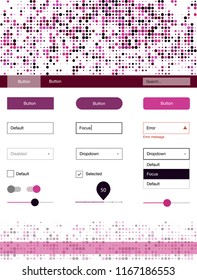 Dark Pink vector web ui kit with spheres. Decorative ui kit design in abstract style with colorful dots. This template you can use for websites.