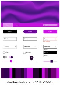 Dark Pink vector web ui kit with lamp shapes. Creative illustration in halftone marble style with gradient. This template you can use for landing pages.