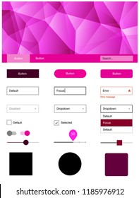 Dark Pink vector web ui kit in polygonal style. Decorative ui kit design in abstract style with colorful crystals. This sample is for your landing page.