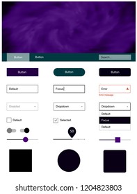 Dark Pink vector web ui kit with nebula stars. Colorful ui/ux kit with header consisted of clouds & stars. This template you can use for landing pages.