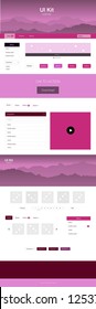 Dark Pink vector web ui kit with mountains. Colorful Style guide with mountains on abstract background. Beautiful layout for websites, landing pages.