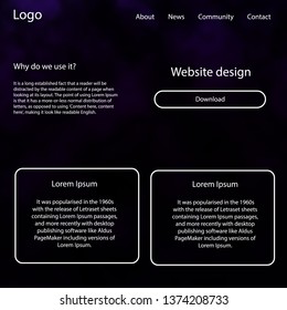 Dark Pink vector web ui kit with nebula stars. Colorful ui/ux kit with header consisted of clouds & stars. Beautiful layout for websites, landing pages.