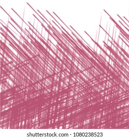 dark pink watercolor criss crossed lines pattern with disrupted upper endings, vector illustration