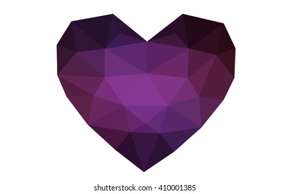 Dark Pink, yellow heart isolated on white background. Geometric rumpled triangular low poly origami style gradient graphic illustration. Vector polygonal design for your business.