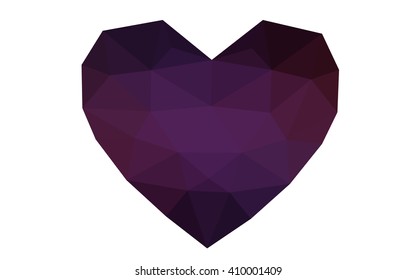 Dark Pink, yellow heart isolated on white background. Geometric rumpled triangular low poly origami style gradient graphic illustration. Vector polygonal design for your business.