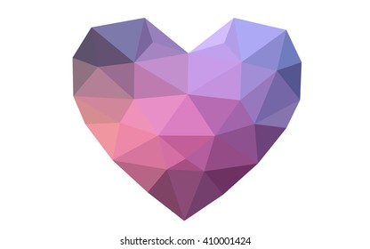 Dark Pink, yellow heart isolated on white background. Geometric rumpled triangular low poly origami style gradient graphic illustration. Vector polygonal design for your business.
