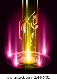 Dark pink yellow Light Abstract Technology background for computer graphic website internet.