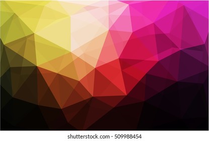 Dark pink, yellow low poly pattern. Creative geometric illustration in Origami style with gradient. A completely new template for your business design.