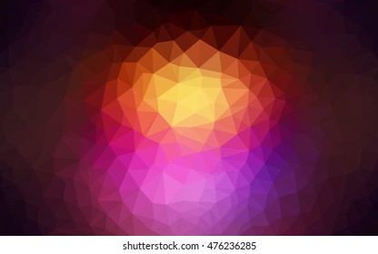 Dark pink, yellow triangle mosaic template. Geometric illustration in Origami style with gradient.  Brand-new style for your business design.