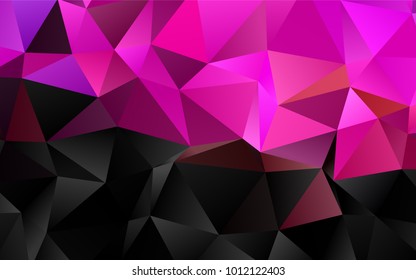Dark Pink, Yellow vector abstract polygonal background. Triangular geometric sample with gradient.  The textured pattern can be used for background.