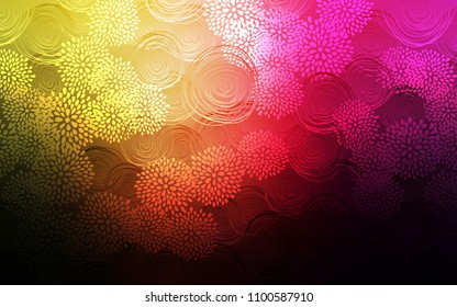 Dark Pink, Yellow vector abstract doodle template. flowers on elegant natural pattern with gradient. Brand-new design for your business.