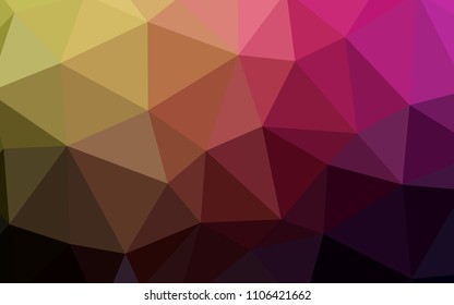 Dark Pink, Yellow vector abstract mosaic background. Shining colorful illustration with triangles. Completely new template for your banner.
