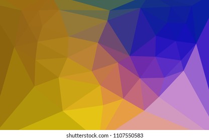 Dark Pink, Yellow vector abstract polygonal template with a heart in a centre. Illustration in halftone style with triangles. Triangular pattern for your design.
