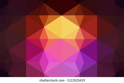 Dark Pink, Yellow vector abstract polygonal background. Triangular geometric sample with gradient.  New template for your brand book.