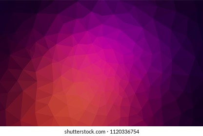 Dark Pink, Yellow vector abstract mosaic backdrop. Triangular geometric sample with gradient.  Brand new design for your business.