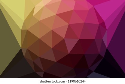 Dark Pink, Yellow vector abstract polygonal pattern with a gem in a centre. Colorful illustration in a polygonal style. Best triangular design for your business.