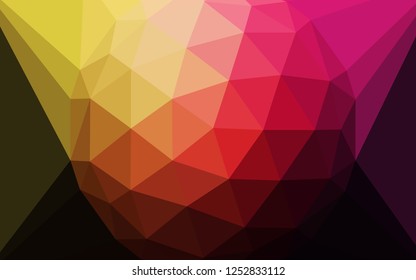 Dark Pink, Yellow vector abstract polygonal pattern with a gem in a centre. Colorful illustration in a polygonal style. Pattern for a brand book's backdrop.