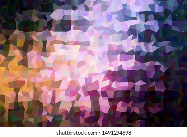 Dark Pink, Yellow vector abstract mosaic pattern. Elegant bright polygonal illustration with gradient. Best triangular design for your business.