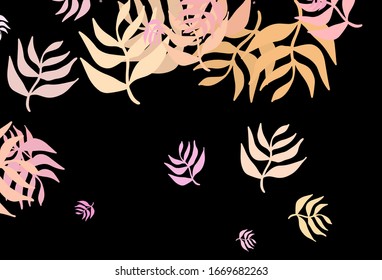 Dark Pink, Yellow vector abstract pattern with leaves. Decorative illustration with doodles on abstract template. Pattern for heads of websites, designs.