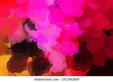 Patrón abstracto del vector amarillo oscuro rosado con hojas. Ilustración colorida abstracta con hojas en estilo doodle. Nuevo diseño para su negocio.