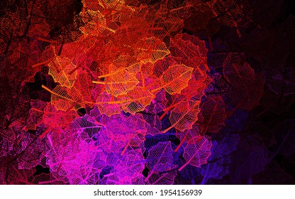 Dark Pink, Yellow vector abstract design with leaves. Decorative design in Indian style on white background. Doodle design for your web site.