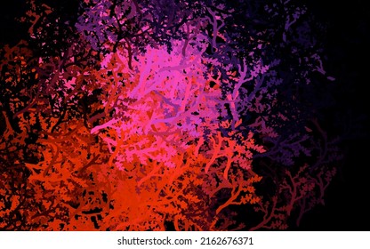 Dark Pink, Yellow vector abstract backdrop with trees, branches. Shining colorful illustration with trees in doodle style. New template for your design.